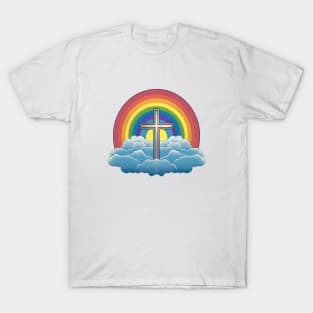 Heaven is a Rainbow - Clouds and Cross - LGBTQIA LGBT Pride - Love is Love T-Shirt